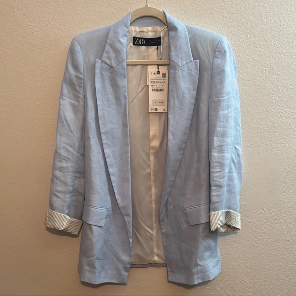 Zara Women's Light Blue Blazer - Picture 2 of 5